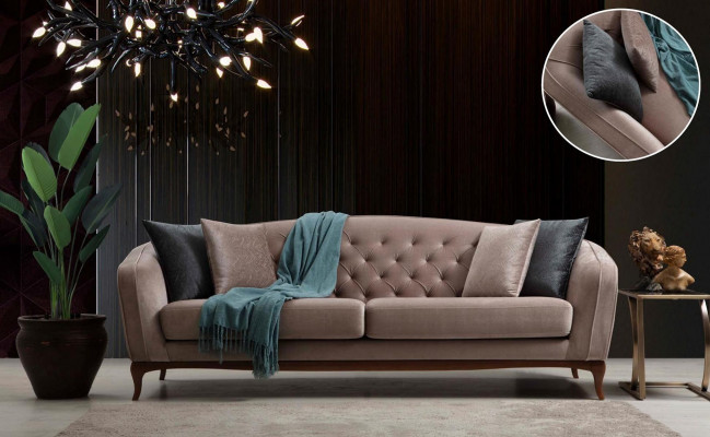 Dreisitzer Sofa 3 Sitzer Sofas Luxus Gepolsterte Couch Stoff Couchen Möbel 230cm