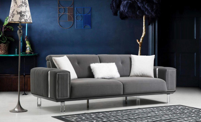 Luxus Sofa Design Dreisitzer Moderne Couch Grau Couchen Möbel Polster Loft Neu