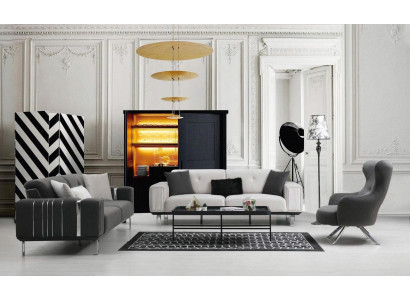 Sofagarnitur Sofa Luxus Couch Set 3+3+1 Sitz Sofas Sessel Stoff Design Möbel Neu