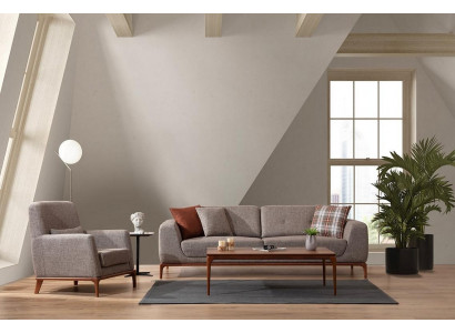 Luxus Sofagarnitur Sofa 3 Sitzer Sessel Stoff Modern Grau Modern Set neu