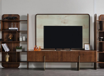 Wohnzimmer Set Luxuriös 2x Bücherschränke und TV Lowboard TV Rahmen 4tlg