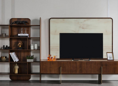 Wohnzimmer Set Besteht aus Bücherschrank TV Lowboard und TV Rahmen 3tlg