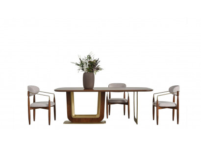  Modern Esszimmer Set Perfekte Esstisch und 4x Stühle Braun Farbe 5tlg.