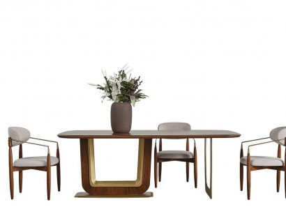  Modern Esszimmer Set Perfekte Esstisch und 4x Stühle Braun Farbe 5tlg.