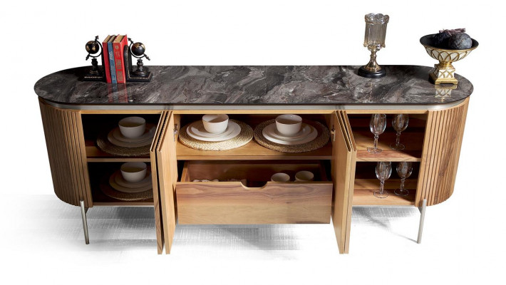 Luxuriös Esszimmer Set Modern Besteht aus Schwarz Anrichte und Spiegel