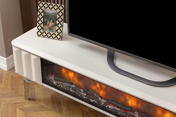  TV-Lowboard weiße Spanplatte Metall-Luxusmöbel Kamin Wohnzimmer neu