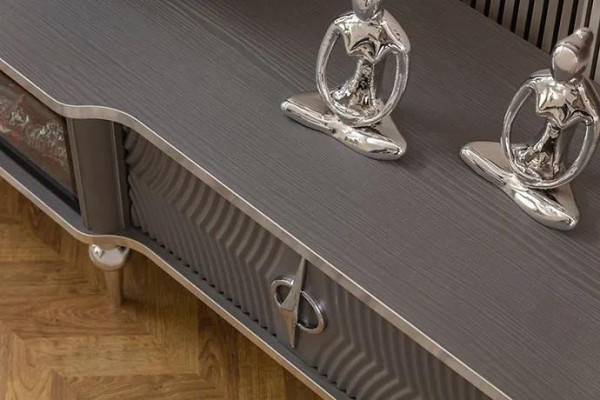 TV-Sideboard Kamin Metall Holz MDF Spanplatte Luxusmöbel neue Weiß RTV