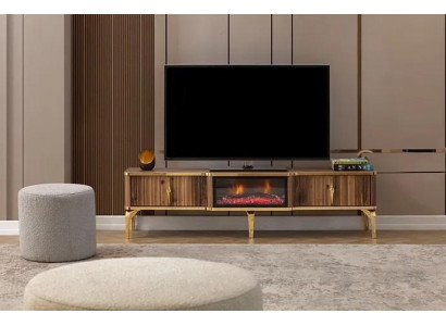  Luxuriöser Kaminsims TV-Tisch Wohnzimmer Lowboard Holz braun Sideboard
