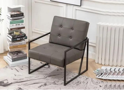  Wohnzimmer Sessel Dunkelgrau 1-Sitzer Metallbeine + Textilpolsterung