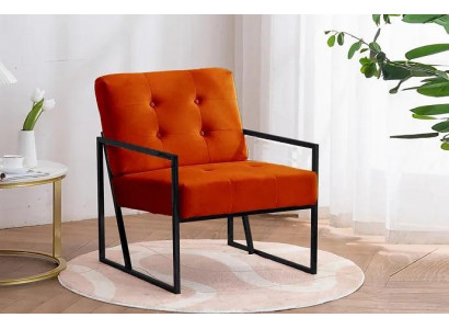  Orange Sessel Wohnzimmer Luxusmöbel Hochwertige Metallbeine Textil Neu