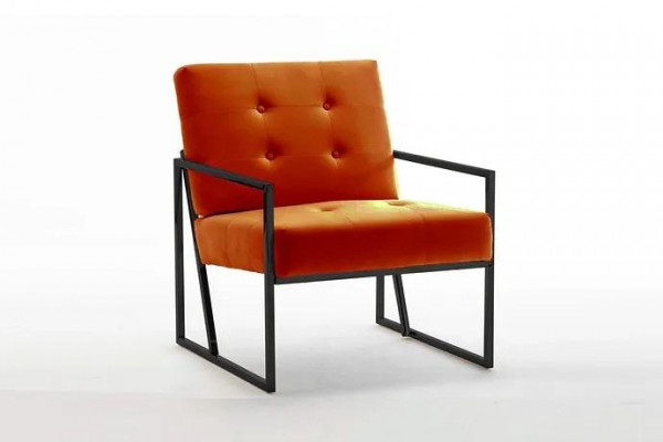  Orange Sessel Wohnzimmer Luxusmöbel Hochwertige Metallbeine Textil Neu