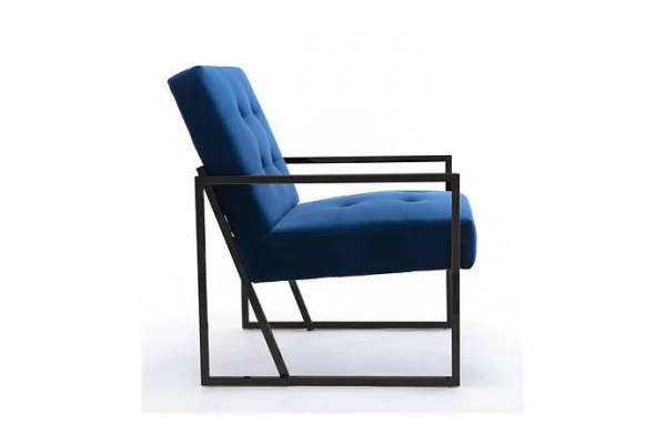  Sessel 1-Sitzer blaue Polsterung Holzgestell Metallbeine luxuriös