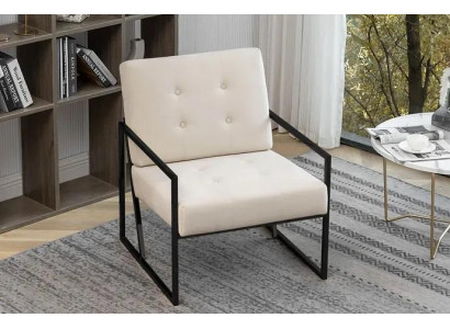  Beiger Textilsessel Wohnzimmer 1-Sitzer Relax Metallbeine Esszimmer