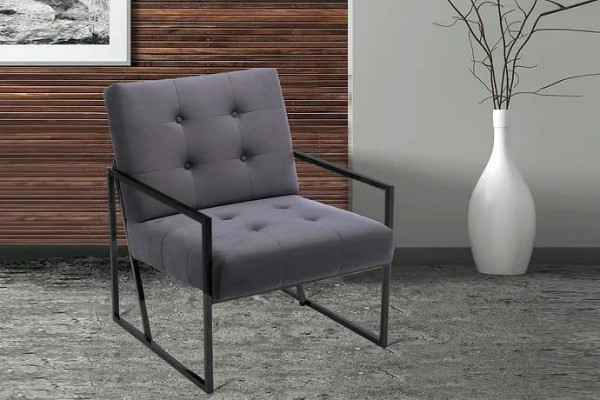  Grauer Chesterfield Sessel Holzgestell Luxus Wohnzimmer Möbel 1-Sitze