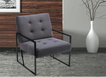  Grauer Chesterfield Sessel Holzgestell Luxus Wohnzimmer Möbel 1-Sitze