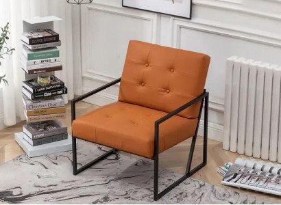  Wohnzimmer Sessel Orange Neue luxuriöse Metallbeine Textilpolsterung