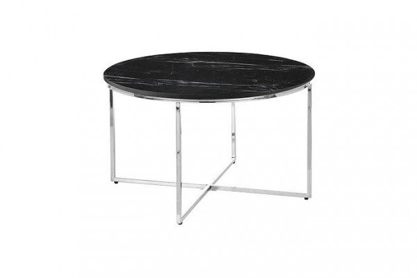  Runder Couchtisch Wohnzimmer Schwarz MDF + Metall X-beine neu Luxus