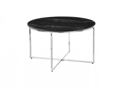  Runder Couchtisch Wohnzimmer Schwarz MDF + Metall X-beine neu Luxus