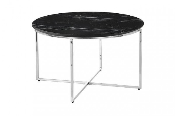  Runder Couchtisch Wohnzimmer Schwarz MDF + Metall X-beine neu Luxus