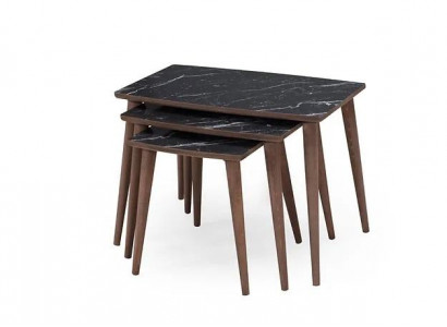  Rechteckige Couchtische 3 x Set schwarz Esszimmer-Wohnzimmertische Neu