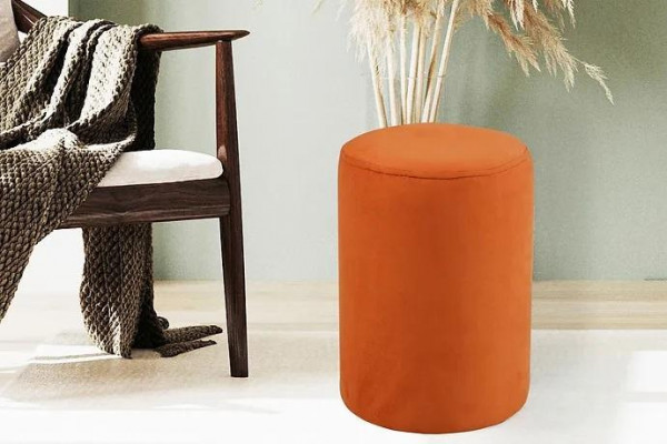  Orangefarbener Sitzhocker neuer hochwertiger Hocker Textil Spanplatte