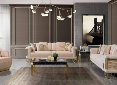  Moderne Beige Sofagarnitur 3+3+1 Sitzer Designer Polstersessel Möbel