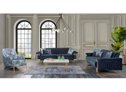 Moderne Edelstahl Sofagarnitur Couchtisch Sessel Polster Möbel 4tlg Set