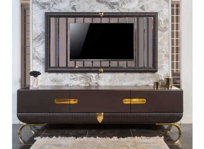  Brauner Wohnzimmer TV-Schrank Designer TV-Rahmen Luxuriöses Holz Set