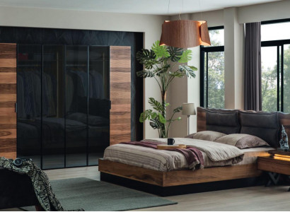  Moderne Schlafzimmer Möbel Designer Bett 2x Nachttische Kleiderschrank