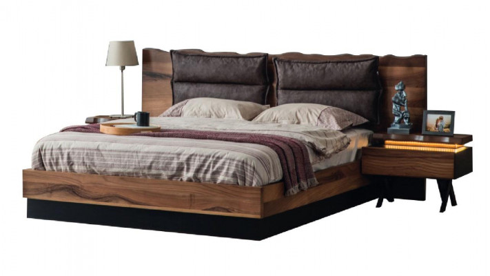  Moderne Holz Schlafzimmer Garnitur Designer Doppelbett Nachtkonsole 5tlg