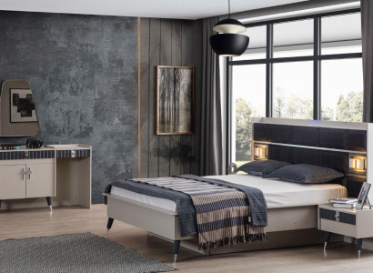  Schlafzimmer Garnitur Luxus Bett Designer Schminktisch Konsole 5tlg Set