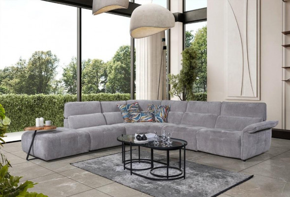  Stilvolles Graues Ecksofa L-Form Wohnzimmer Designer Couch Luxus Sofas