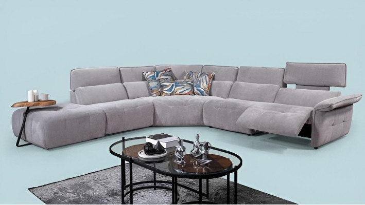  Stilvolles Graues Ecksofa L-Form Wohnzimmer Designer Couch Luxus Sofas