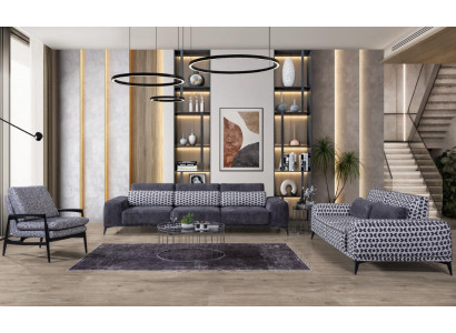  Graues Wohnzimmer Sitzgarnitur Exklusiver Dreisitzer Einsitzer 3tlg 4+3+1
