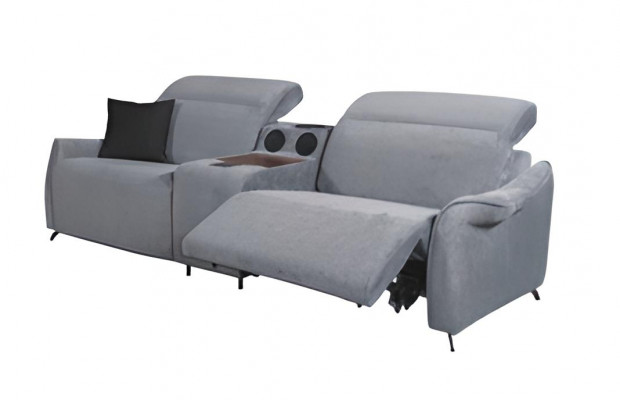  Graues Polster Sofa Designer 3-Sitzer Dreisitzer Mit Musikanlage Modern
