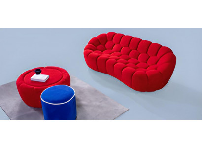  Moderne Polster Garnitur Exklusiver 3-Sitzer Sofa Luxuriöse 2x Hocker