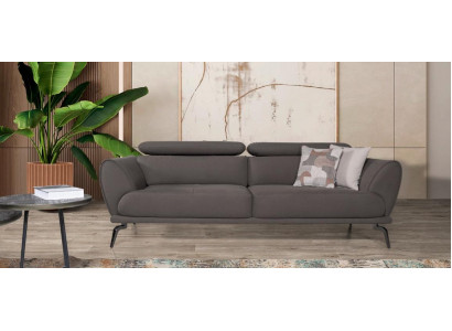  Braunes Wohnzimmer Sofa Designer Polster Couchen Leder Sofas Holzgestell