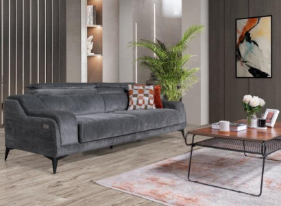  Luxuriöses Graues Textil Sofa Designer 3-Sitzer Wohnzimmer Dreisitzer