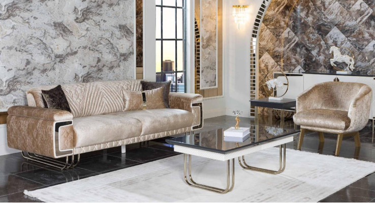 Wohnzimmer Moderne Couchgarnitur Dreisitzer Polster Sessel Couchtisch