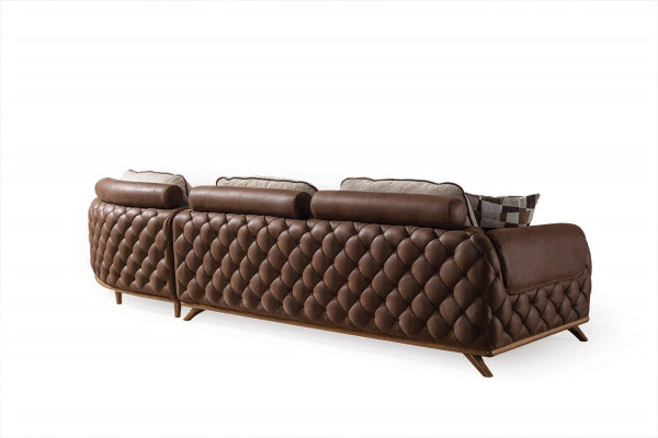 Braunes Wohnzimmer Set Designer Leder Viersitzer Sofa Couchtisch 2tlg