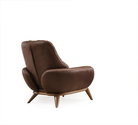 Stilvolle Braune Leder Wohnzimmer Garnitur Designer 3-Sitzer Sessel 2tlg