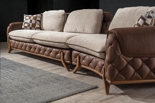 Stilvoller 4-Sitzer Luxus Sofas Wohnzimmer Couchen Exklusives Ledersofa