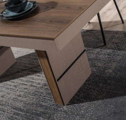 Braune Esszimmer Garnitur Luxus Verstellbarer Esstisch 4x Textil Stühle