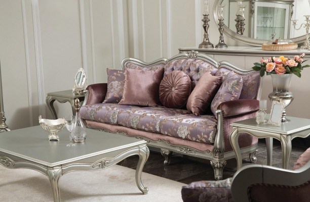 Sofa 3 Sitzer Lila Wohnzimmer Klassische Design Möbel Sofas Luxus Neu