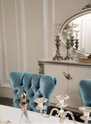 Esszimmer Set Garnitur Vitrine Tisch 6x Stuhl Kommode Spiegel Art déco 10tlg