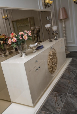 Esszimmer Garnitur Tisch Anrichte 4x Stuhl Set Vitrine Hocker 8tlg. Neu