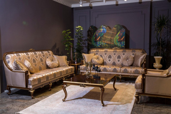 Komplett Set Sofagarnitur 3+3+1 Sitz Couchtisch Designer Couchen Sofa 4tlg