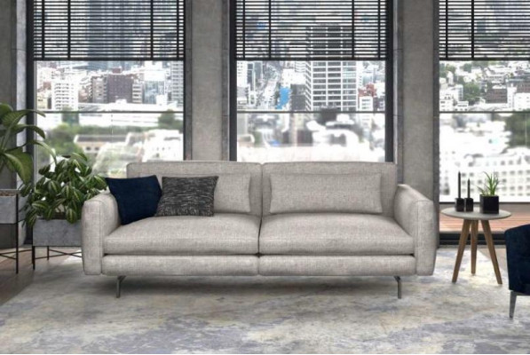 Dreisitzer Couch Moderne Wohnzimmermöbel Textil Sofas Grau Modern Stil