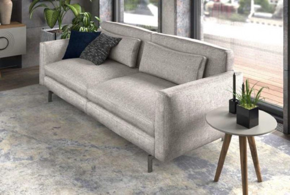 Dreisitzer Couch Moderne Wohnzimmermöbel Textil Sofas Grau Modern Stil