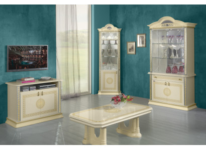 Wohnzimmer Set Garnitur 4tlg. Gruppe Kommode Vitrine 2x Couchtisch Barock Rokoko